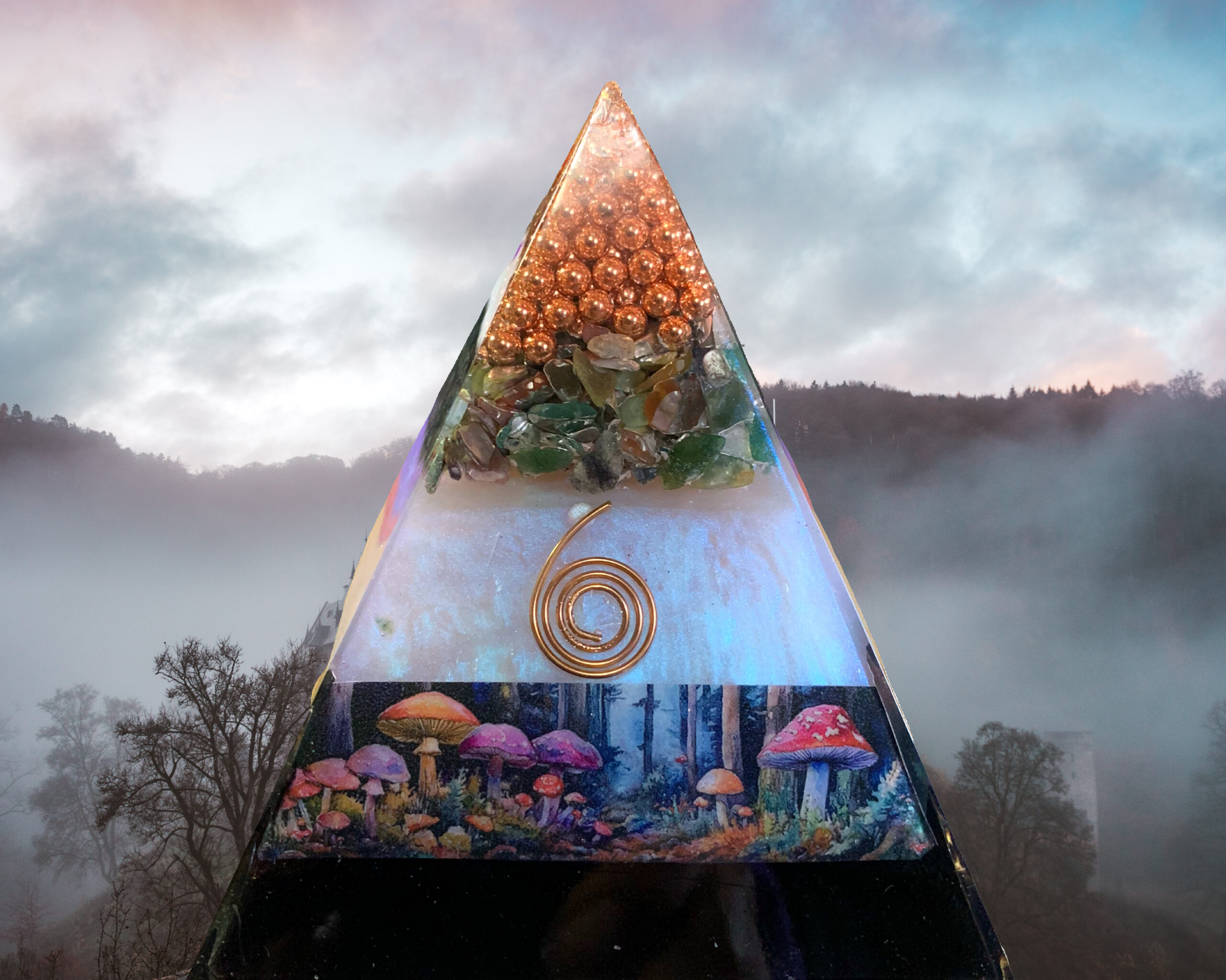 Wanderer Jasper Forest Orgone Pyramid - Shungite Activated